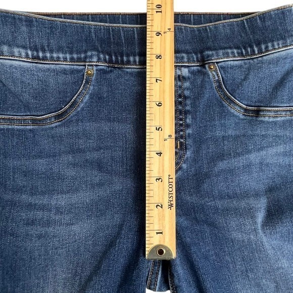 Spanx Womens Medium Wash Mid Rise Distressed Raw Hem Pull On‎ Skinny Jeans Small - Picture 6 of 8